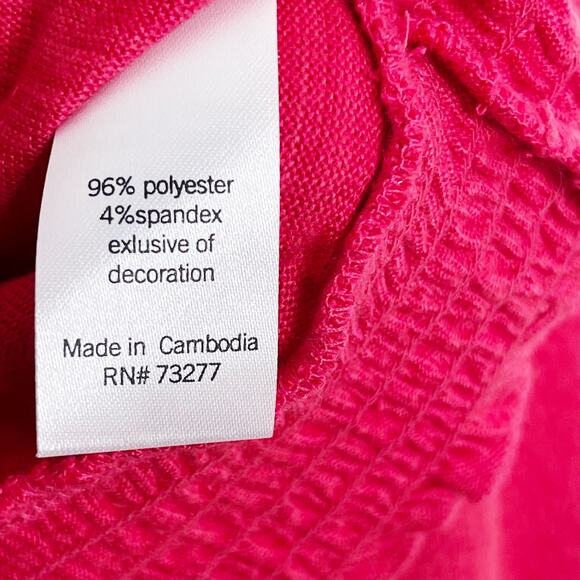 New SO Long Sleeve Super Cozy Smocked Tee Pink Strawberry Pop Cropped XSmall XS - Picture 9 of 10